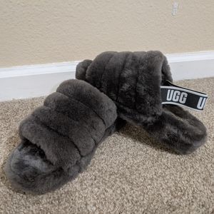 UGG Fluff Yeah Slides, Charcoal